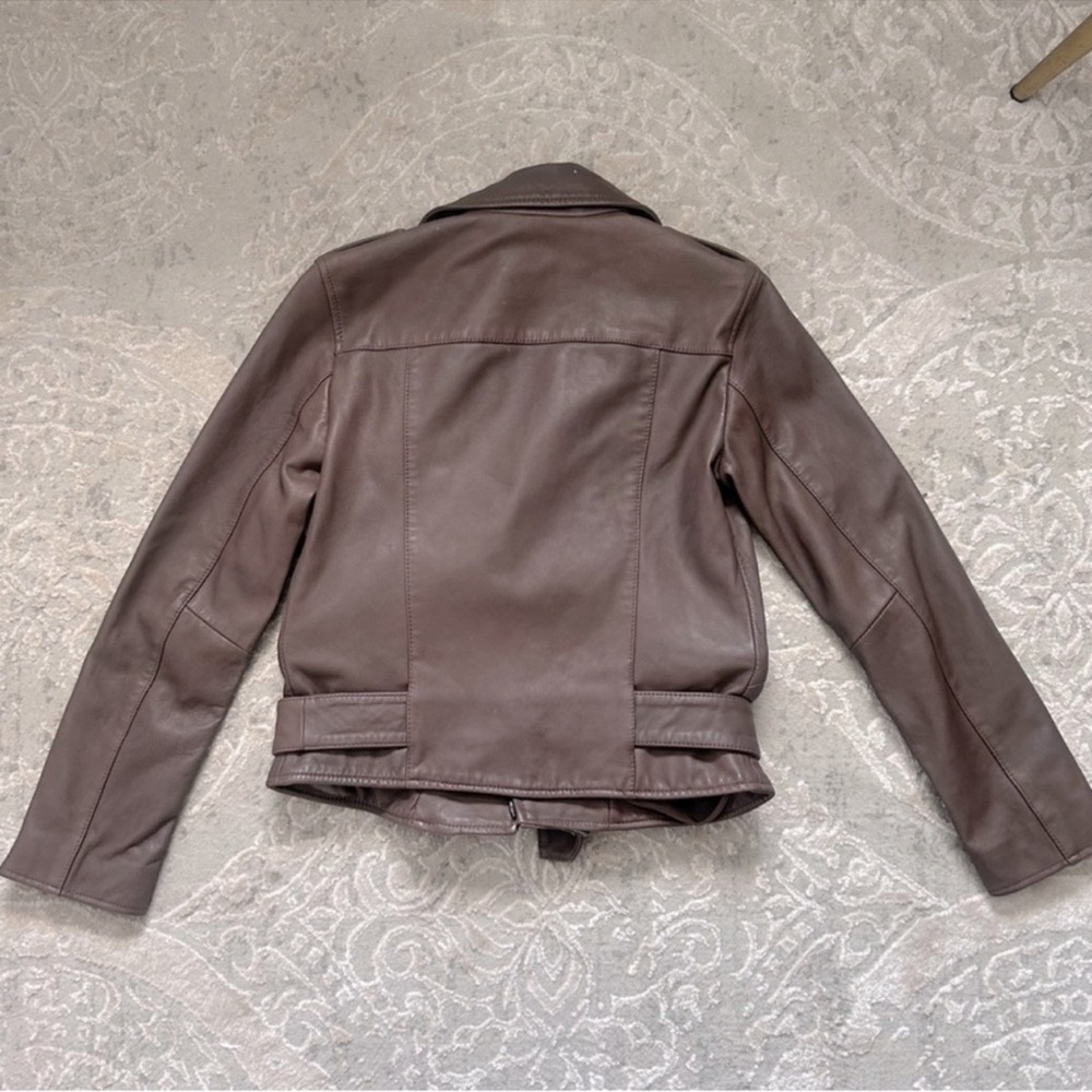 All Saints AllSaints Balfern Leather Moto Jacket Petrol - Picture 5 of 9